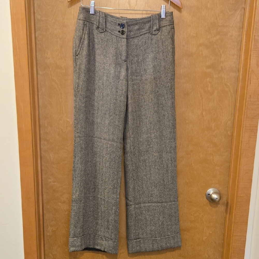 LOFT Black and White Herringbone Pants